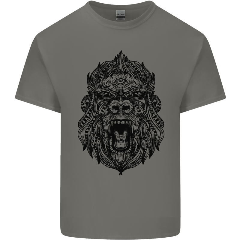 Mandala Art Ape Kids T-Shirt Childrens Charcoal