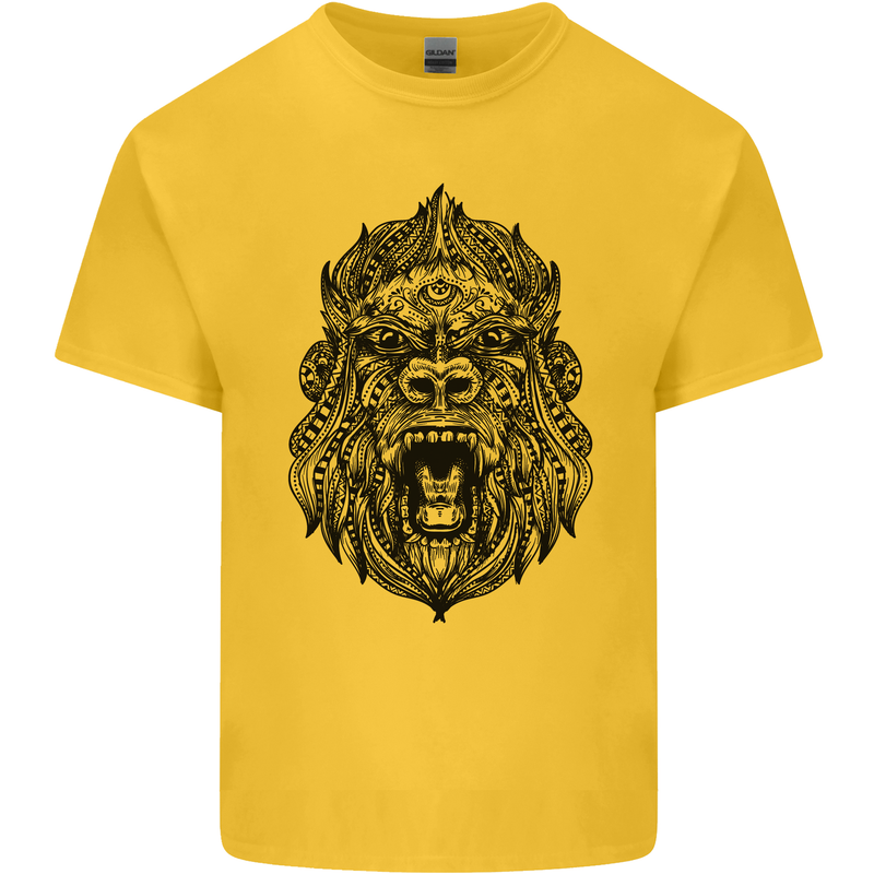Mandala Art Ape Kids T-Shirt Childrens Yellow