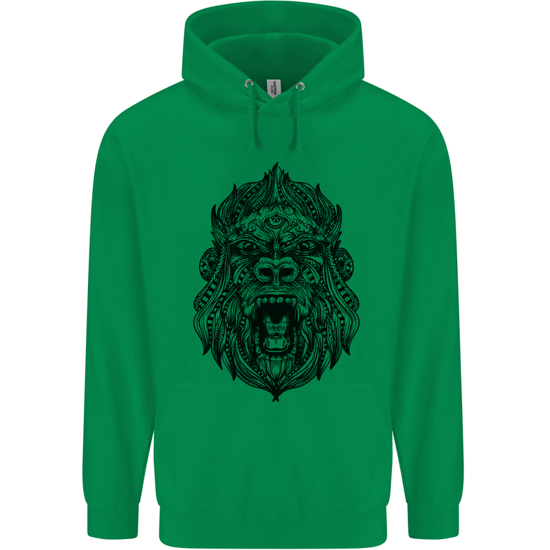 Mandala Art Ape Mens 80% Cotton Hoodie Irish Green