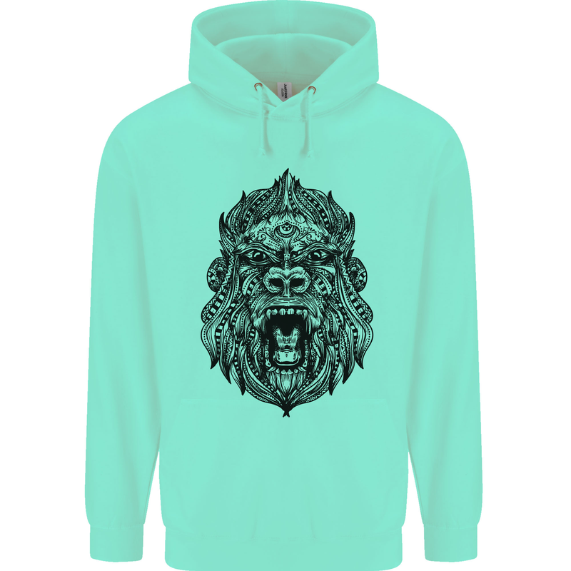 Mandala Art Ape Mens 80% Cotton Hoodie Peppermint