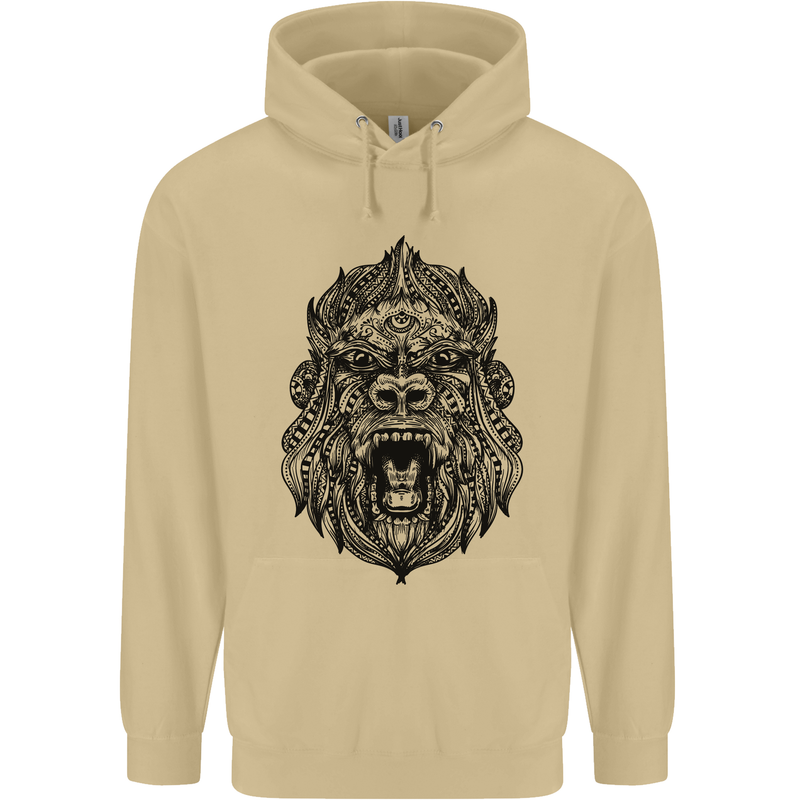 Mandala Art Ape Mens 80% Cotton Hoodie Sand