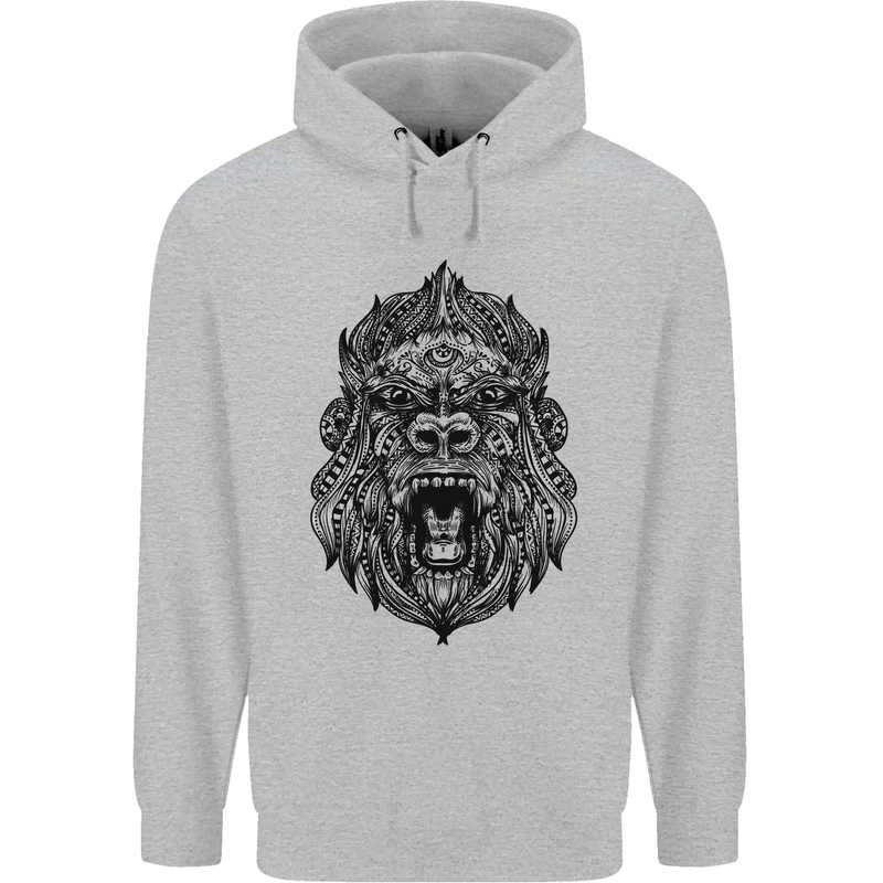 Mandala Art Ape Mens 80% Cotton Hoodie Sports Grey