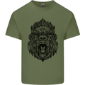 Mandala Art Ape Mens Cotton T-Shirt Tee Top Military Green