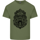 Mandala Art Ape Mens Cotton T-Shirt Tee Top Military Green