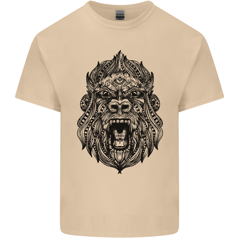 Mandala Art Ape Mens Cotton T-Shirt Tee Top Sand