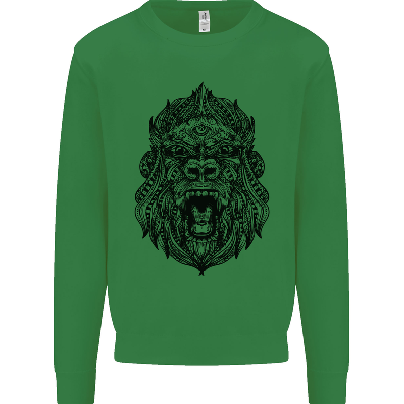 Mandala Art Ape Mens Sweatshirt Jumper Irish Green