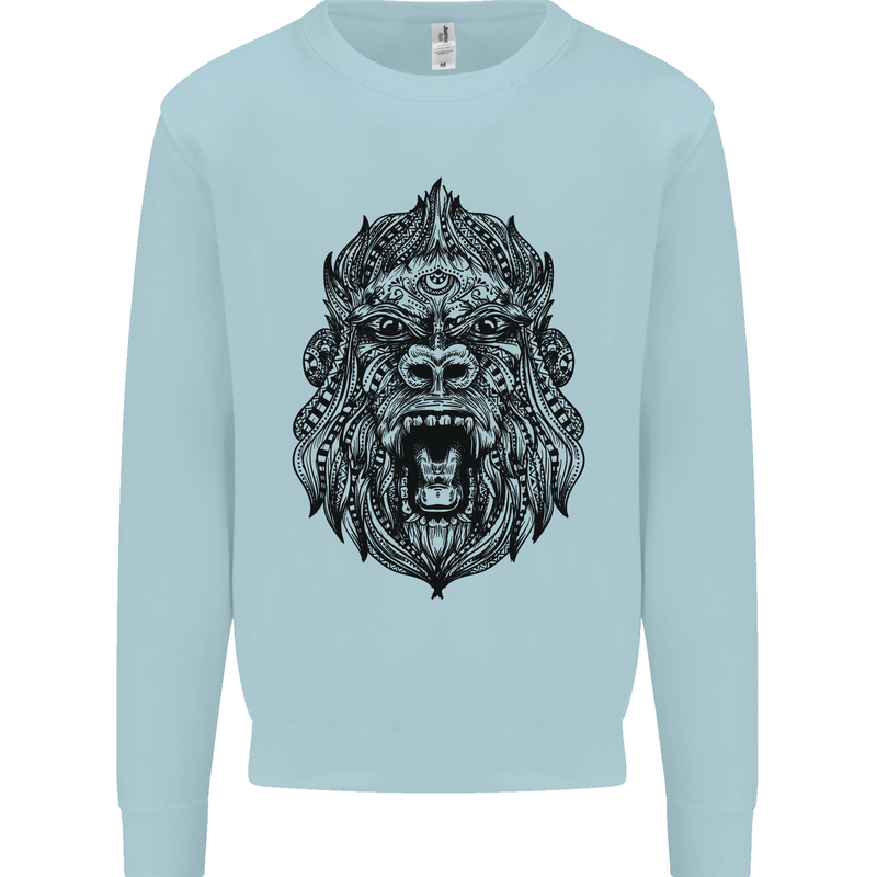 Mandala Art Ape Mens Sweatshirt Jumper Light Blue