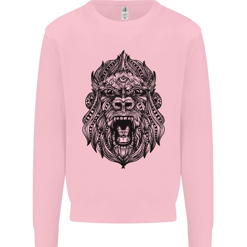 Mandala Art Ape Mens Sweatshirt Jumper Light Pink