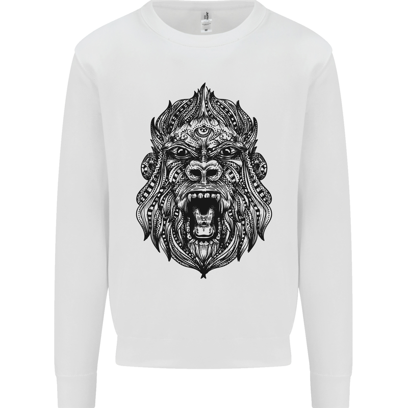 Mandala Art Ape Mens Sweatshirt Jumper White