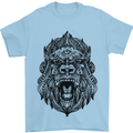 Mandala Art Ape Mens T-Shirt 100% Cotton Light Blue