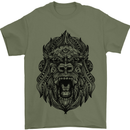 Mandala Art Ape Mens T-Shirt 100% Cotton Military Green