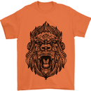 Mandala Art Ape Mens T-Shirt 100% Cotton Orange