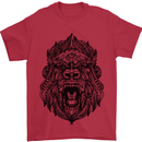Mandala Art Ape Mens T-Shirt 100% Cotton Red