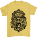 Mandala Art Ape Mens T-Shirt 100% Cotton Yellow