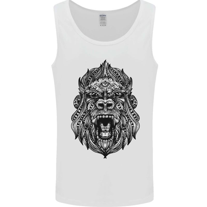 Mandala Art Ape Mens Vest Tank Top White