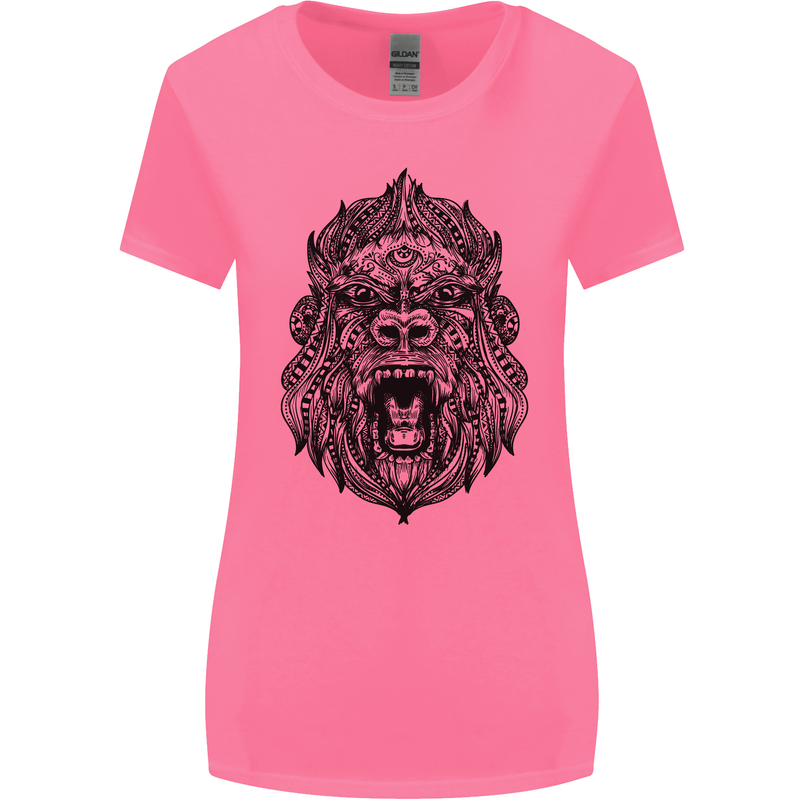 Mandala Art Ape Womens Wider Cut T-Shirt Azalea