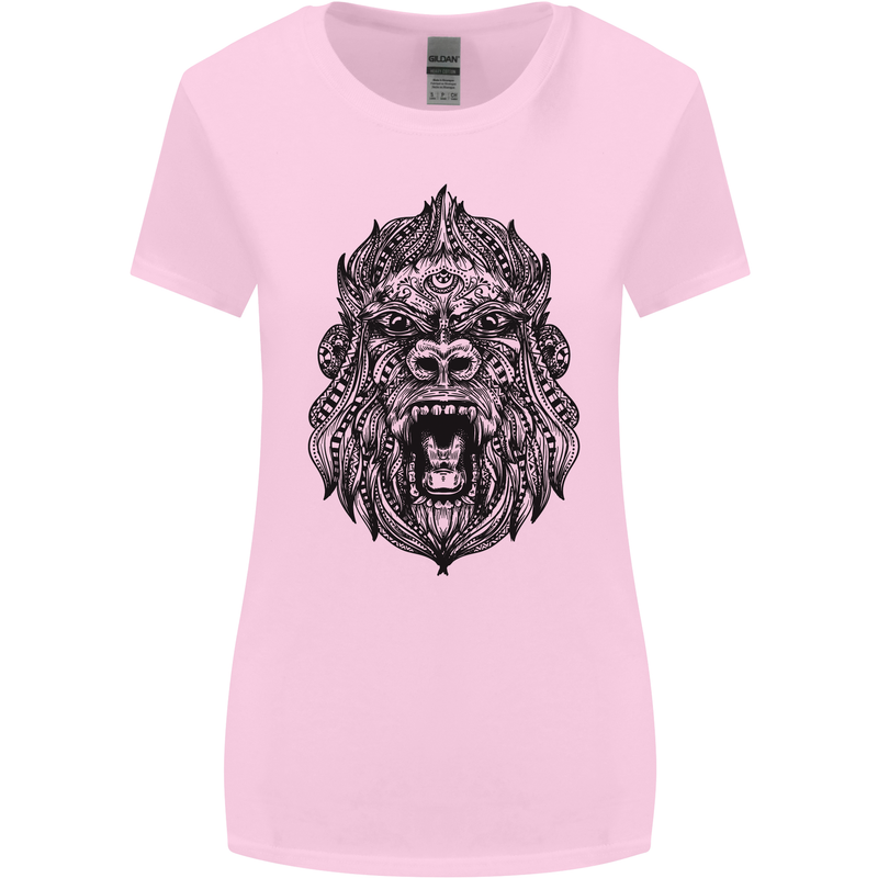 Mandala Art Ape Womens Wider Cut T-Shirt Light Pink