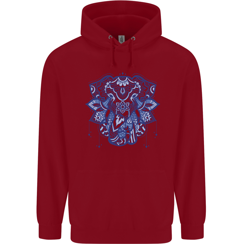 Mandala Art Elephant Childrens Kids Hoodie Red