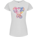 Mandala Art Elephant Contemporary Womens Petite Cut T-Shirt White
