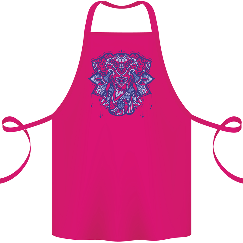 Mandala Art Elephant Cotton Apron 100% Organic Pink