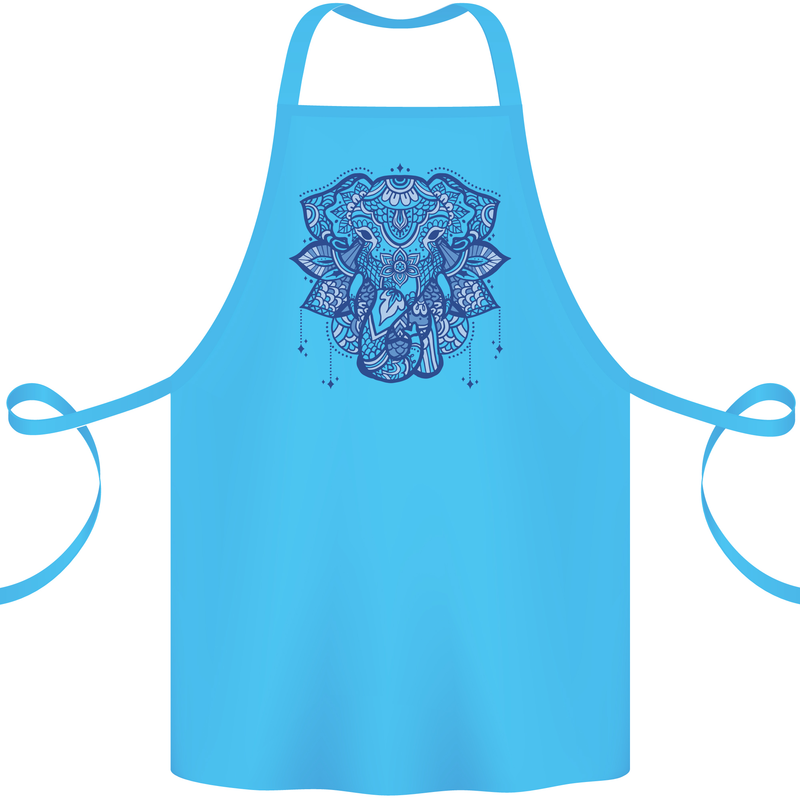 Mandala Art Elephant Cotton Apron 100% Organic Turquoise