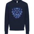 Mandala Art Elephant Kids Sweatshirt Jumper Navy Blue