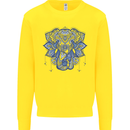 Mandala Art Elephant Kids Sweatshirt Jumper Yellow
