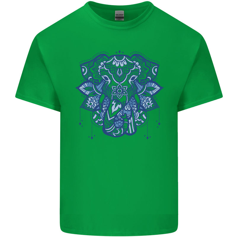 Mandala Art Elephant Kids T-Shirt Childrens Irish Green