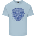 Mandala Art Elephant Kids T-Shirt Childrens Light Blue