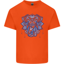 Mandala Art Elephant Kids T-Shirt Childrens Orange