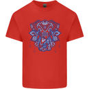 Mandala Art Elephant Kids T-Shirt Childrens Red