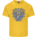 Mandala Art Elephant Kids T-Shirt Childrens Yellow