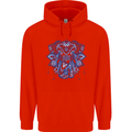 Mandala Art Elephant Mens 80% Cotton Hoodie Bright Red