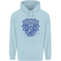 Mandala Art Elephant Mens 80% Cotton Hoodie Light Blue