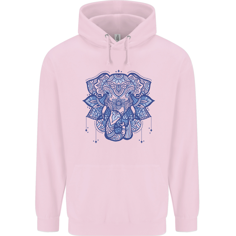 Mandala Art Elephant Mens 80% Cotton Hoodie Light Pink