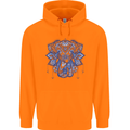 Mandala Art Elephant Mens 80% Cotton Hoodie Orange