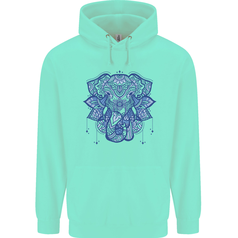 Mandala Art Elephant Mens 80% Cotton Hoodie Peppermint