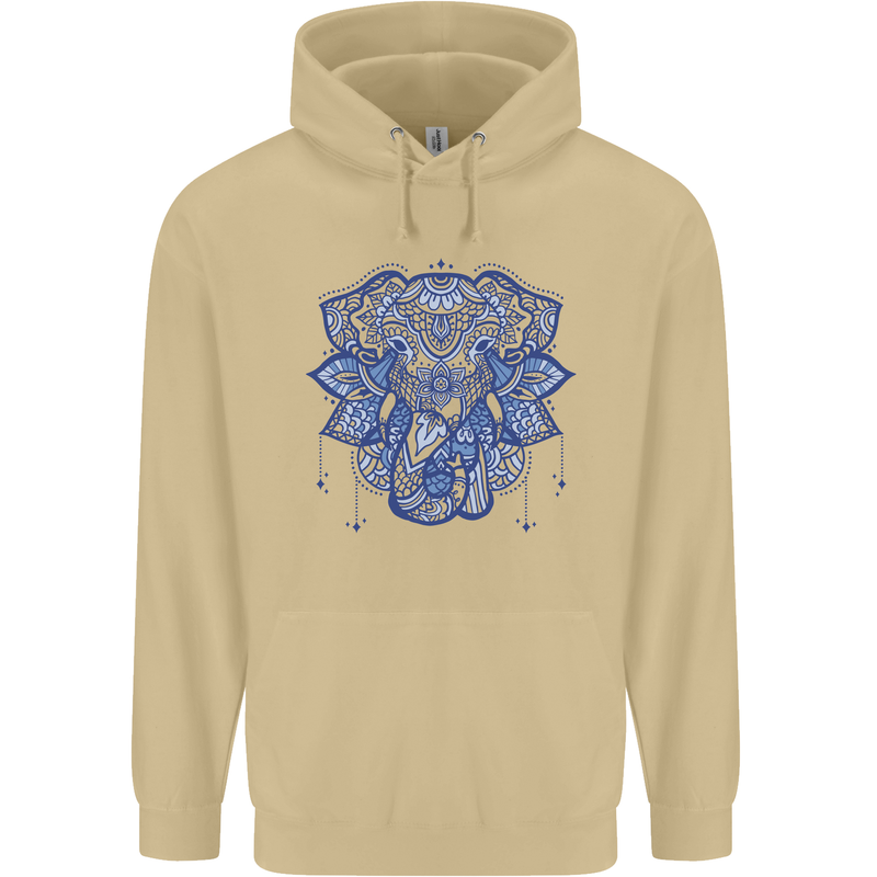 Mandala Art Elephant Mens 80% Cotton Hoodie Sand