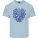 Mandala Art Elephant Mens Cotton T-Shirt Tee Top Light Blue