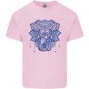 Mandala Art Elephant Mens Cotton T-Shirt Tee Top Light Pink