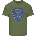 Mandala Art Elephant Mens Cotton T-Shirt Tee Top Military Green