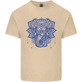 Mandala Art Elephant Mens Cotton T-Shirt Tee Top Sand