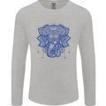 Mandala Art Elephant Mens Long Sleeve T-Shirt Sports Grey