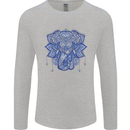 Mandala Art Elephant Mens Long Sleeve T-Shirt Sports Grey