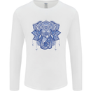 Mandala Art Elephant Mens Long Sleeve T-Shirt White