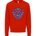 Mandala Art Elephant Mens Sweatshirt Jumper Bright Red