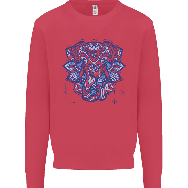 Mandala Art Elephant Mens Sweatshirt Jumper Heliconia