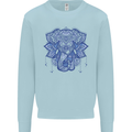 Mandala Art Elephant Mens Sweatshirt Jumper Light Blue