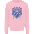 Mandala Art Elephant Mens Sweatshirt Jumper Light Pink