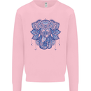 Mandala Art Elephant Mens Sweatshirt Jumper Light Pink